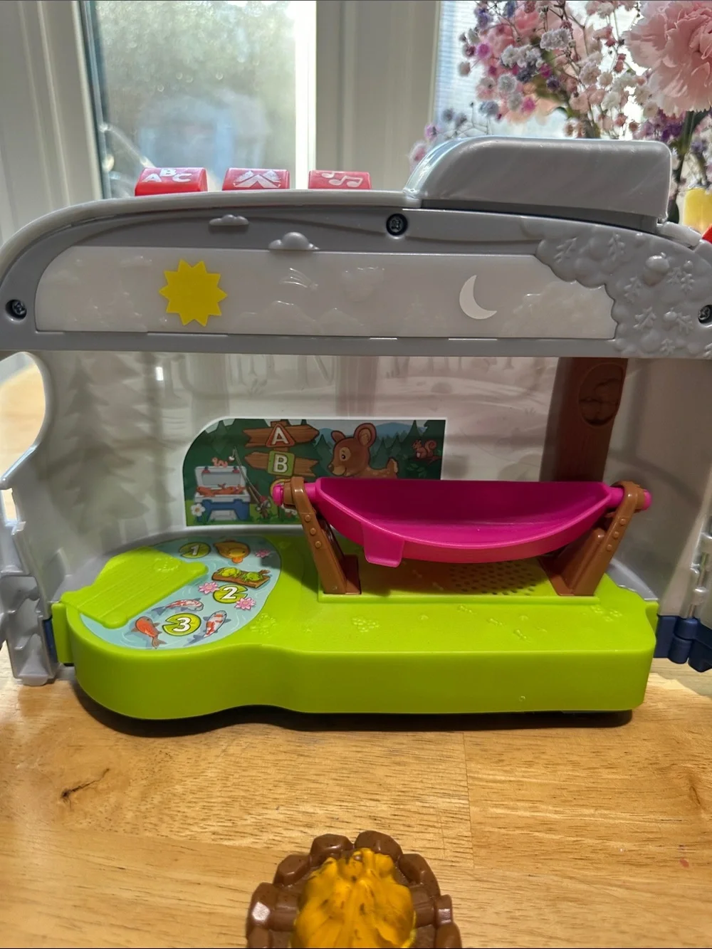 Fisher Price Little People Camper Playset with Blue Truck and Lime Kayak